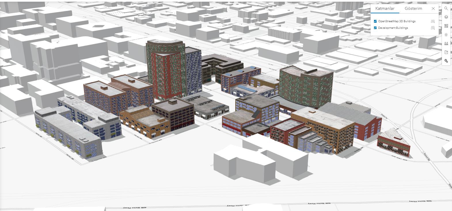Sahnelere Çevredeki Bilgileri Eklemek için Living Atlas 3D OpenStreetMap Katmanlarını Kullanma